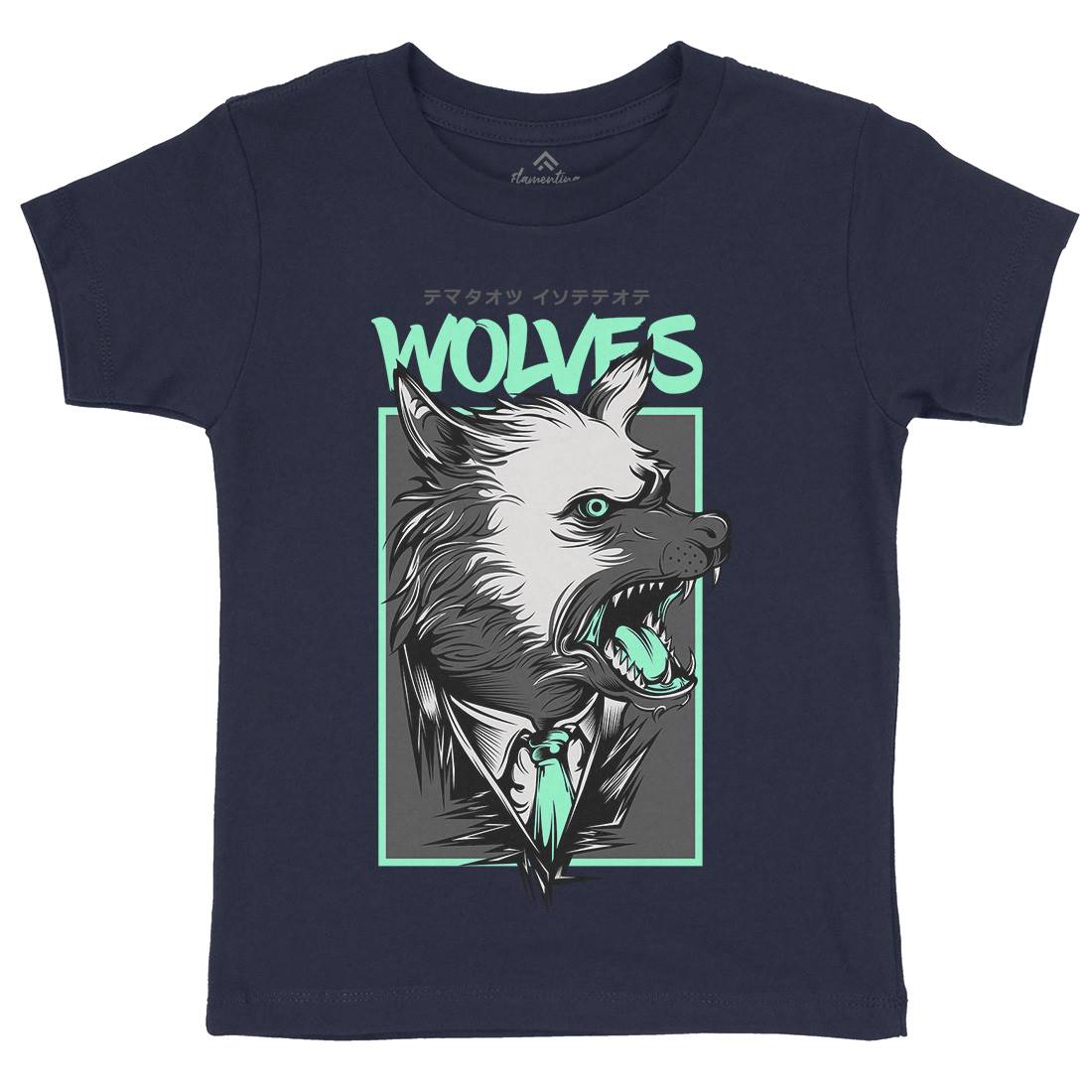Mafia Wolves Kids Organic Crew Neck T-Shirt Animals D643