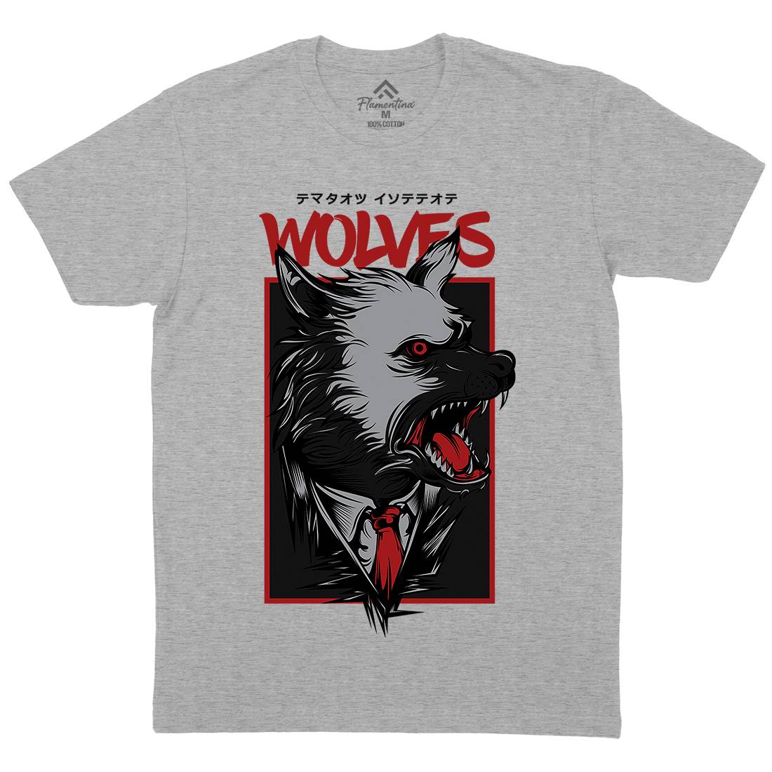 Mafia Wolves Mens Organic Crew Neck T-Shirt Animals D643