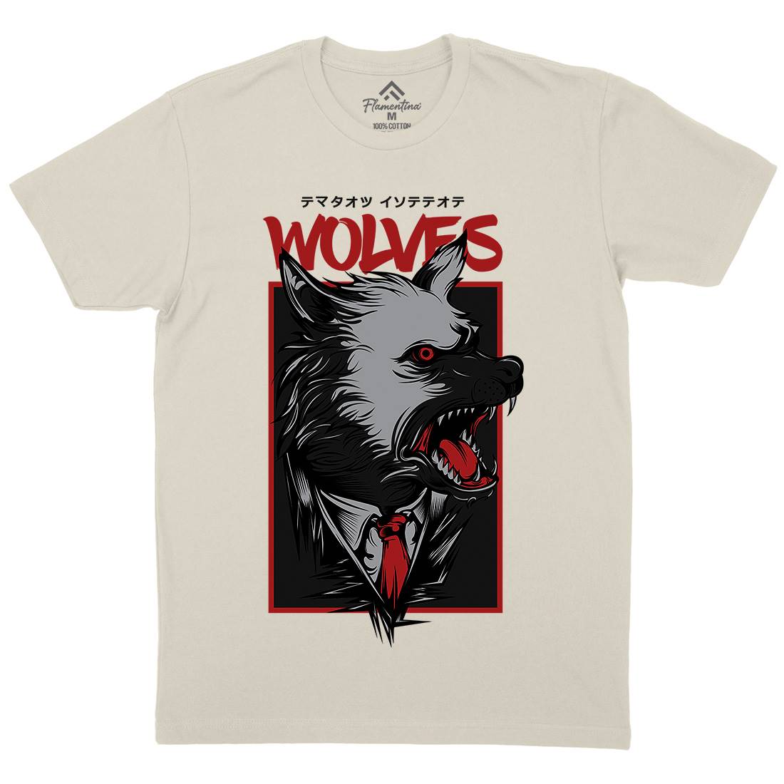 Mafia Wolves Mens Organic Crew Neck T-Shirt Animals D643