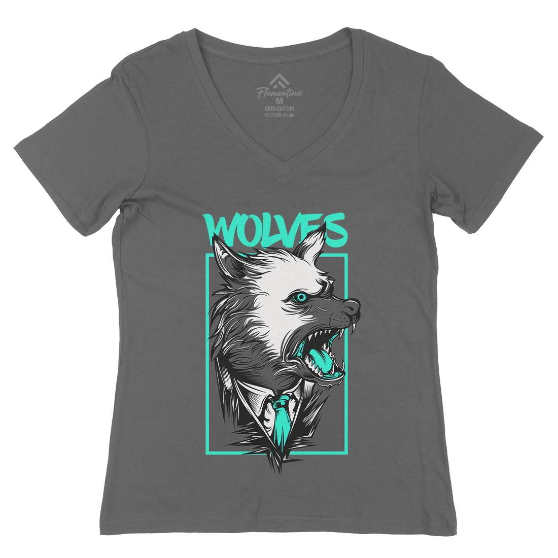 Mafia Wolves Womens Organic V-Neck T-Shirt Animals D643