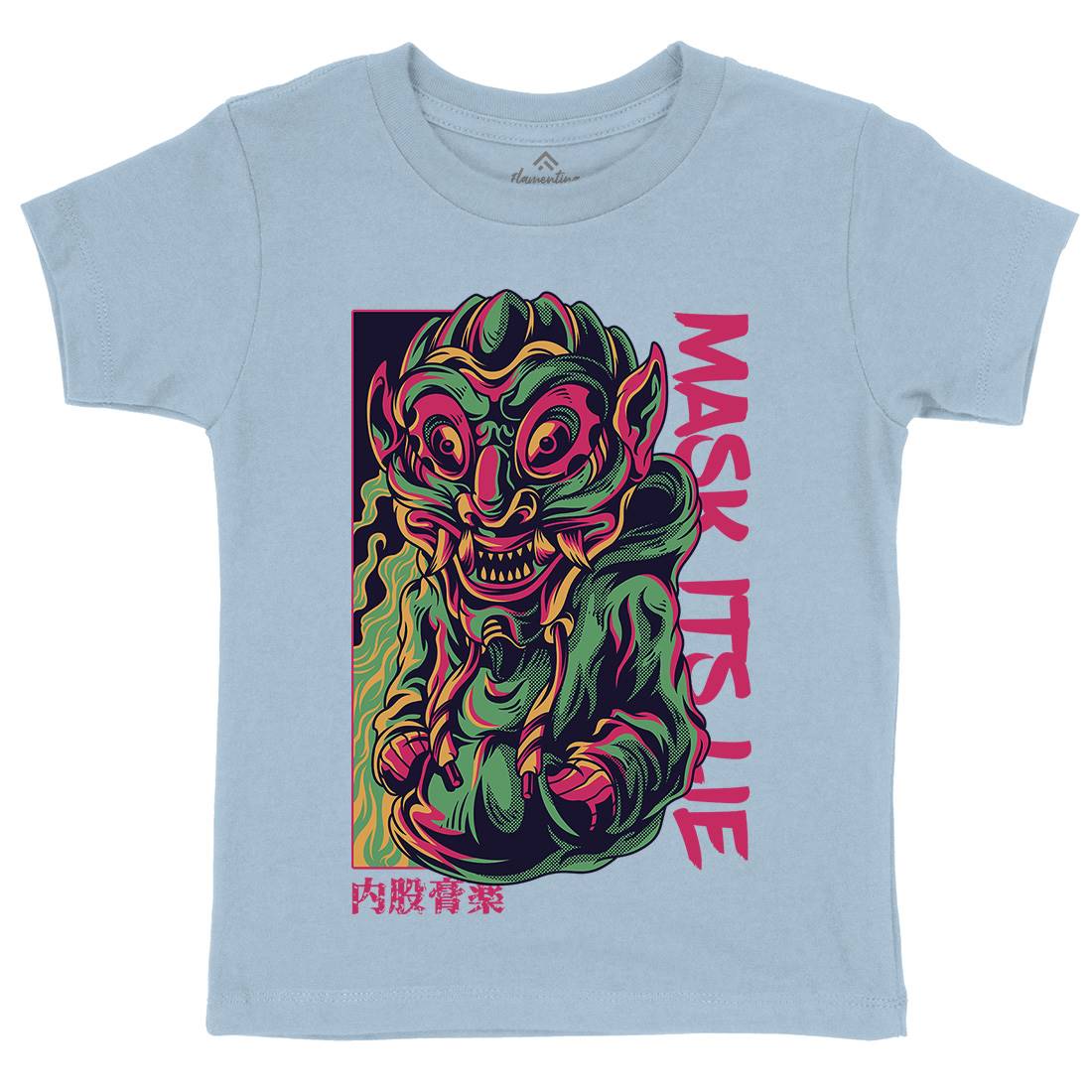 Mask Its Lie Kids Crew Neck T-Shirt Horror D645