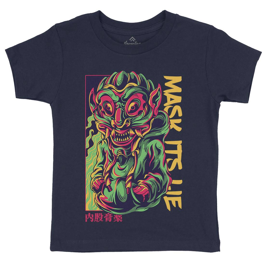 Mask Its Lie Kids Organic Crew Neck T-Shirt Horror D645