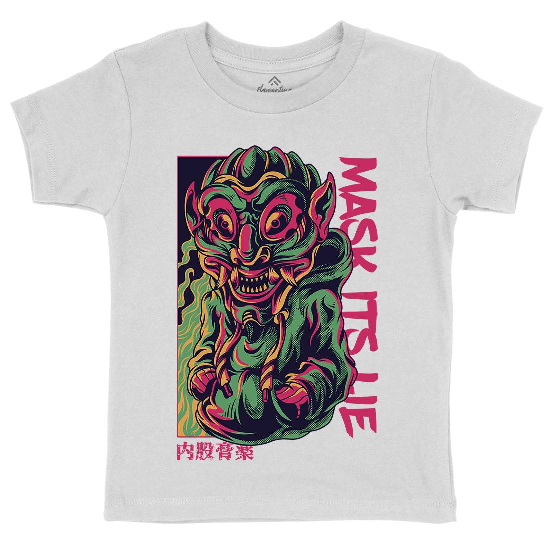 Mask Its Lie Kids Organic Crew Neck T-Shirt Horror D645