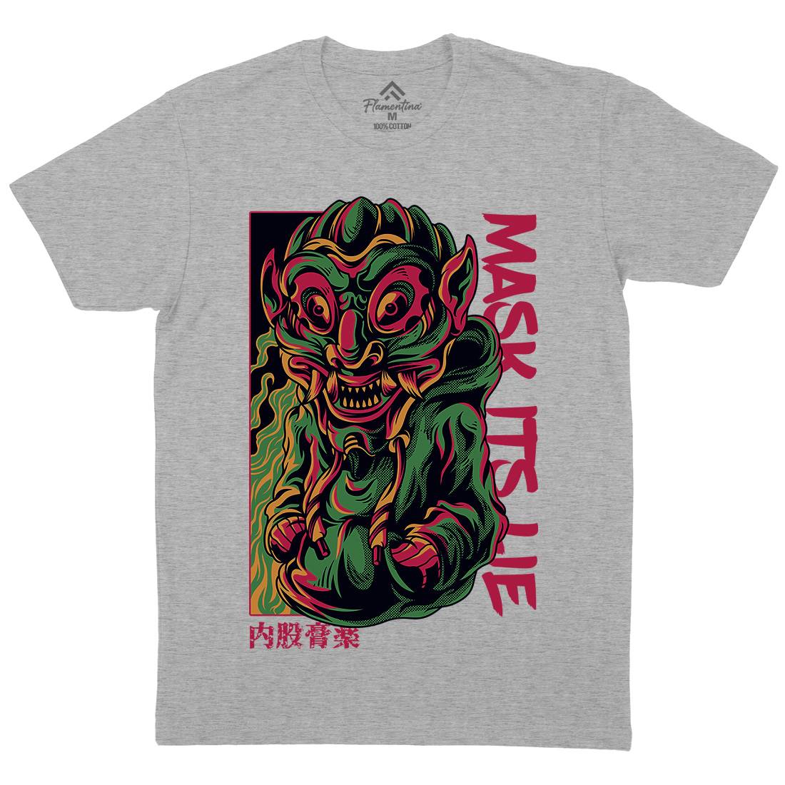 Mask Its Lie Mens Crew Neck T-Shirt Horror D645