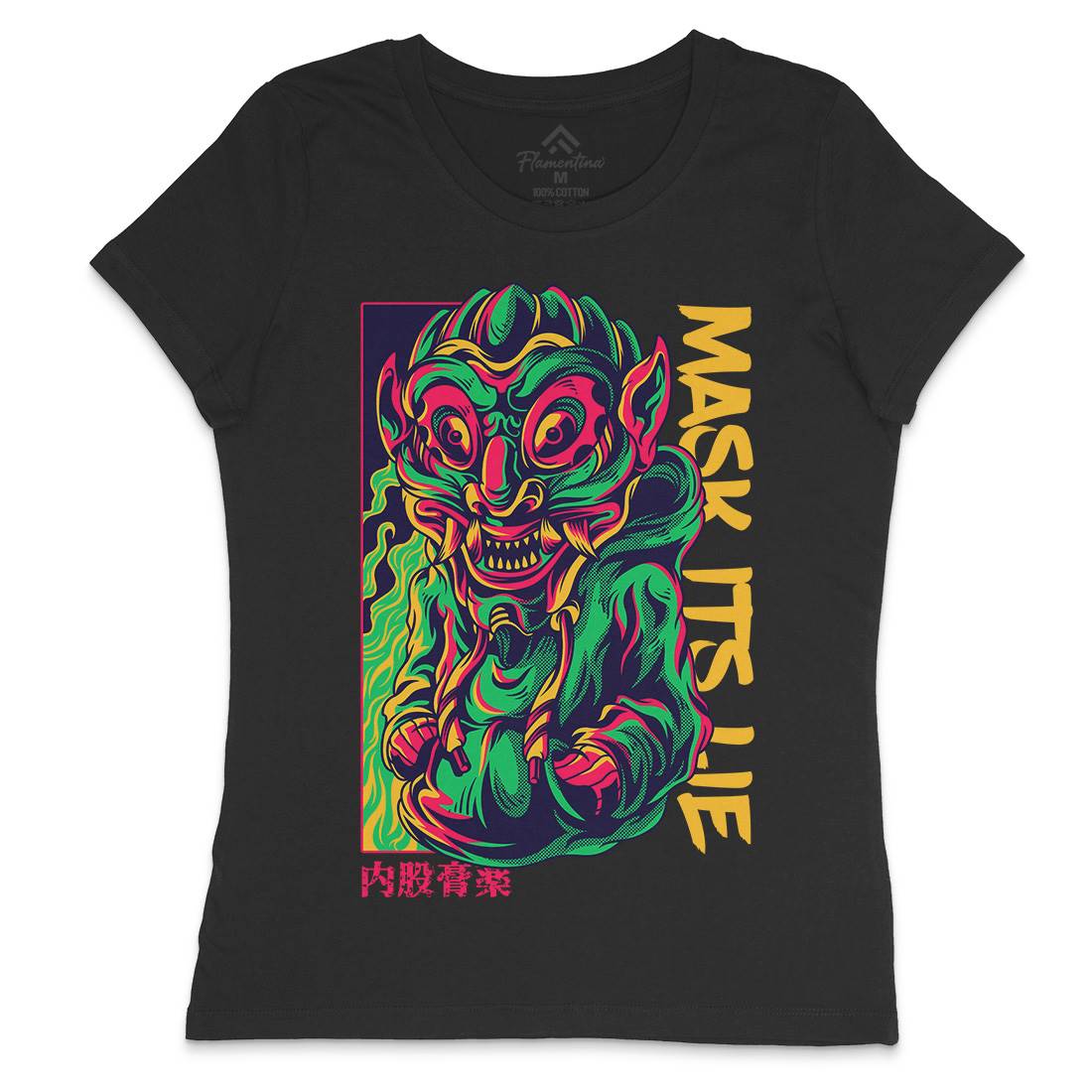 Mask Its Lie Womens Crew Neck T-Shirt Horror D645