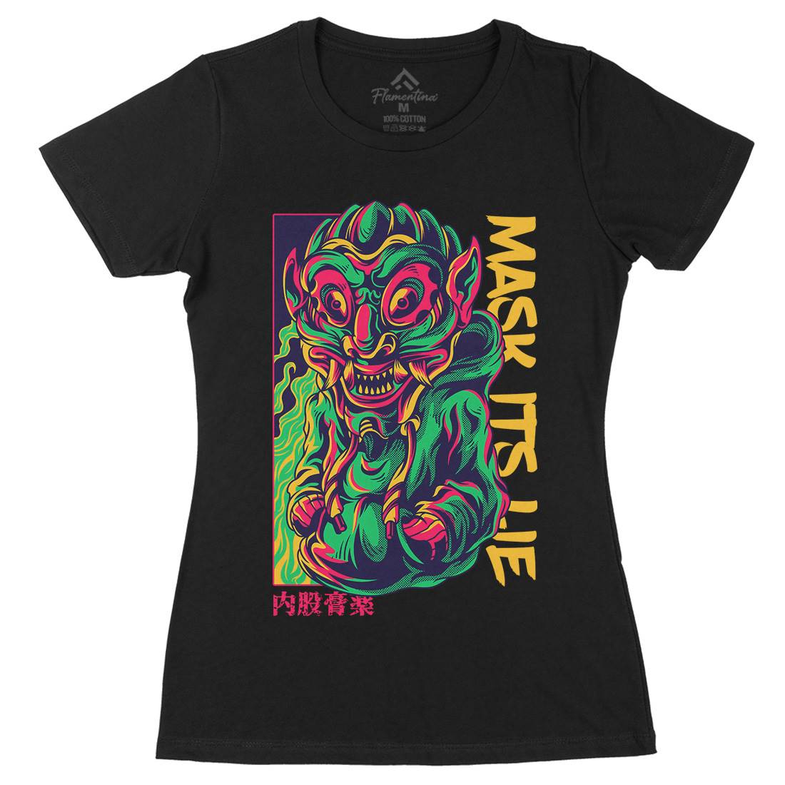 Mask Its Lie Womens Organic Crew Neck T-Shirt Horror D645