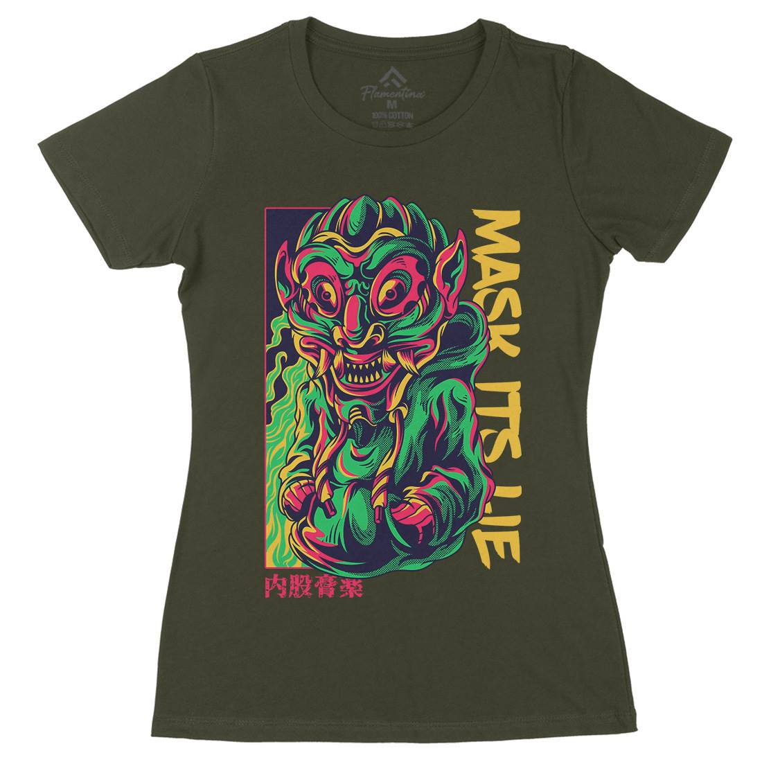 Mask Its Lie Womens Organic Crew Neck T-Shirt Horror D645