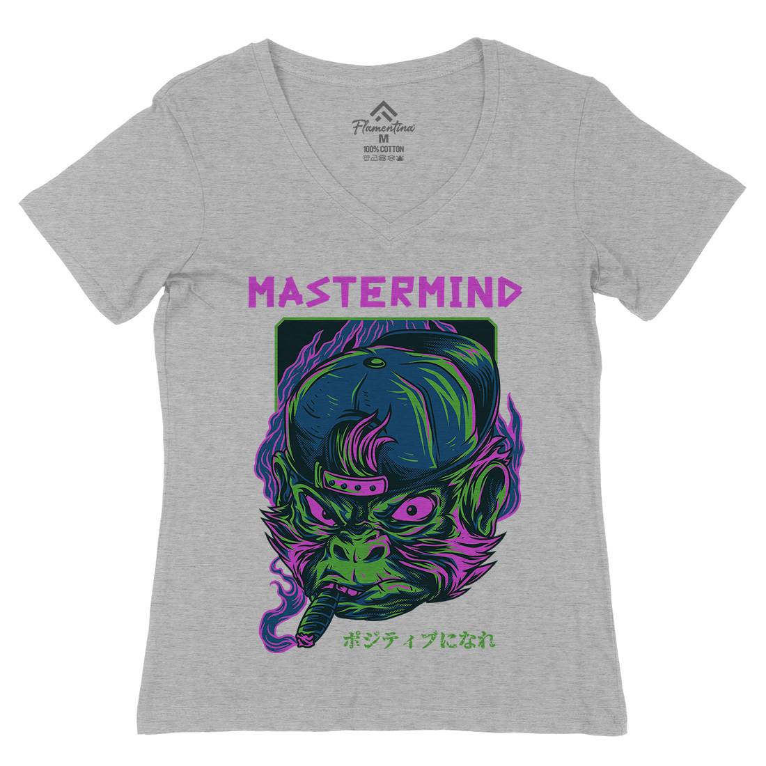 Mastermind Ape Womens Organic V-Neck T-Shirt Animals D647