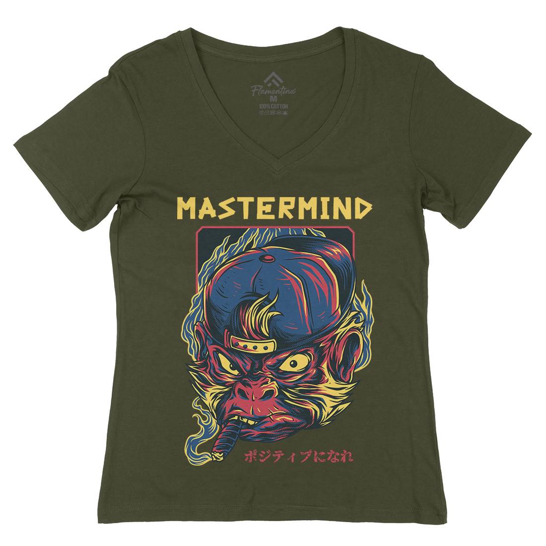 Mastermind Ape Womens Organic V-Neck T-Shirt Animals D647