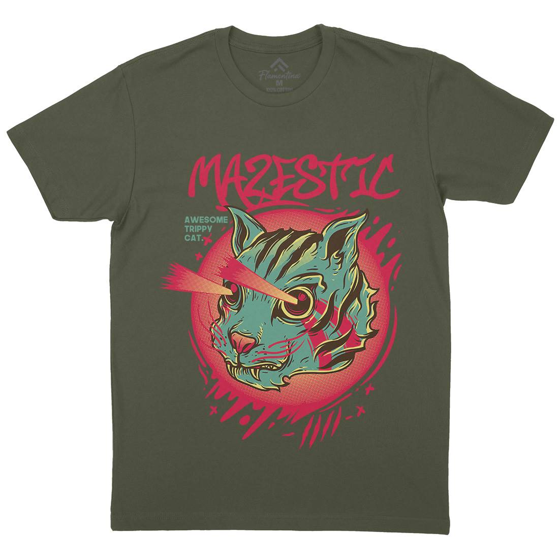 Majestic Cat Mens Organic Crew Neck T-Shirt Animals D649
