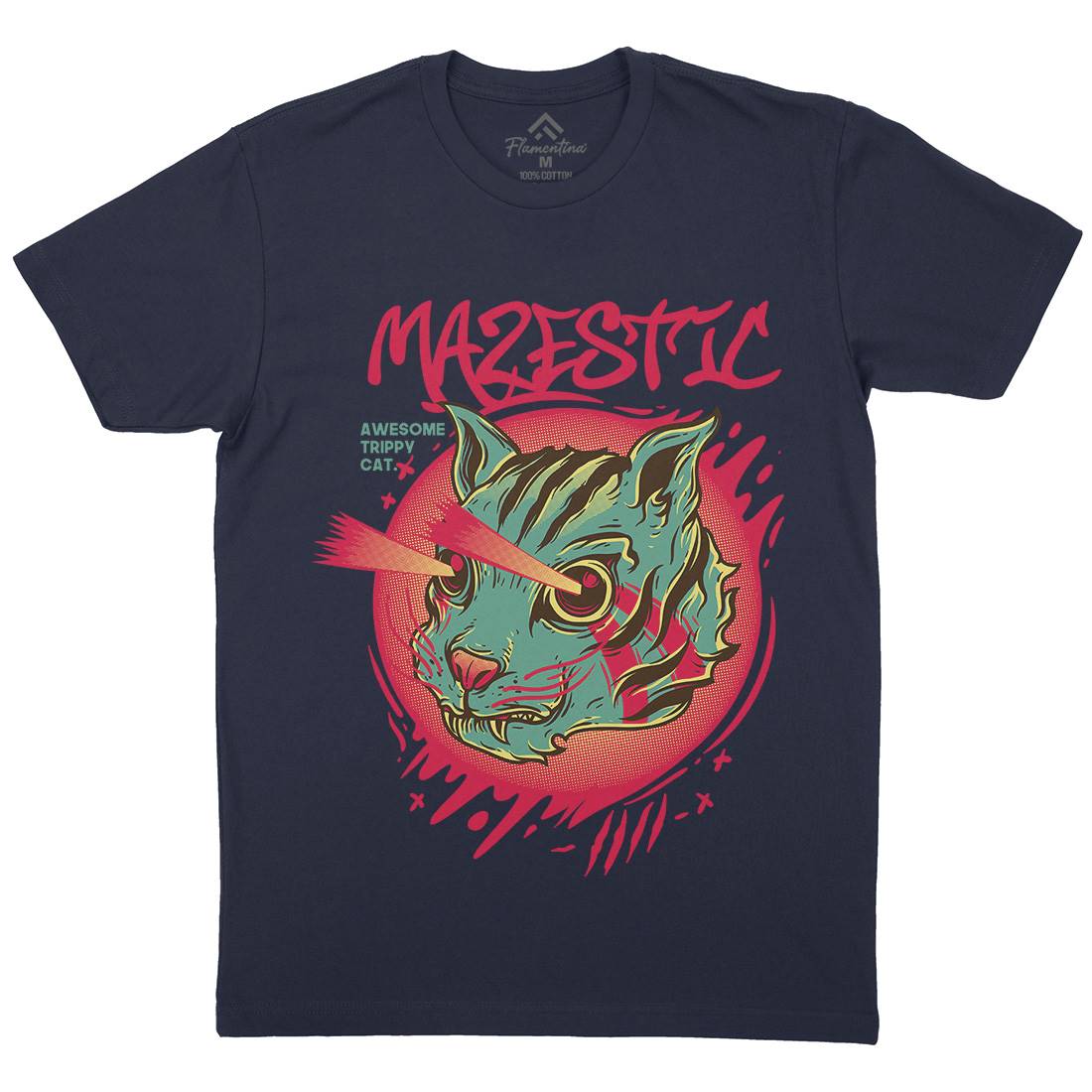 Majestic Cat Mens Organic Crew Neck T-Shirt Animals D649