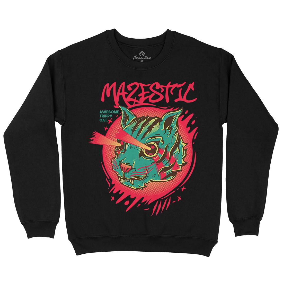 Majestic Cat Mens Crew Neck Sweatshirt Animals D649