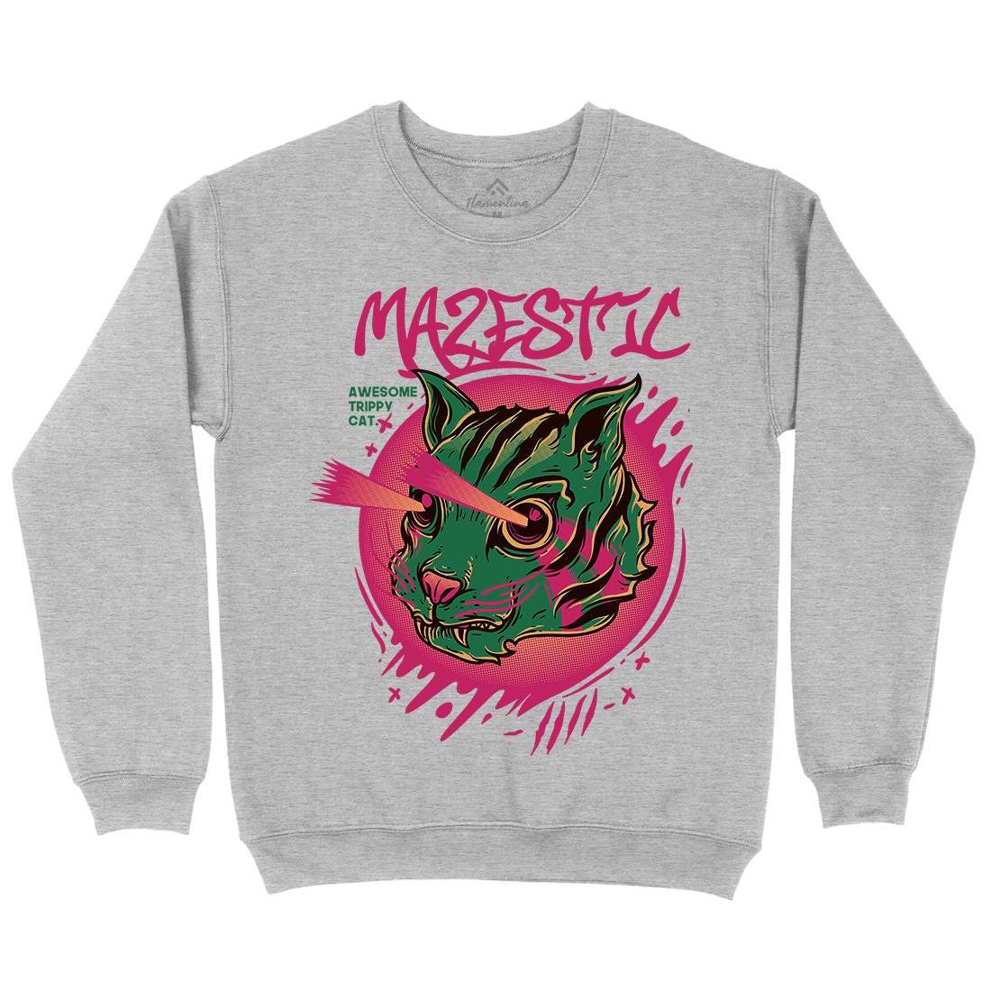 Majestic Cat Mens Crew Neck Sweatshirt Animals D649