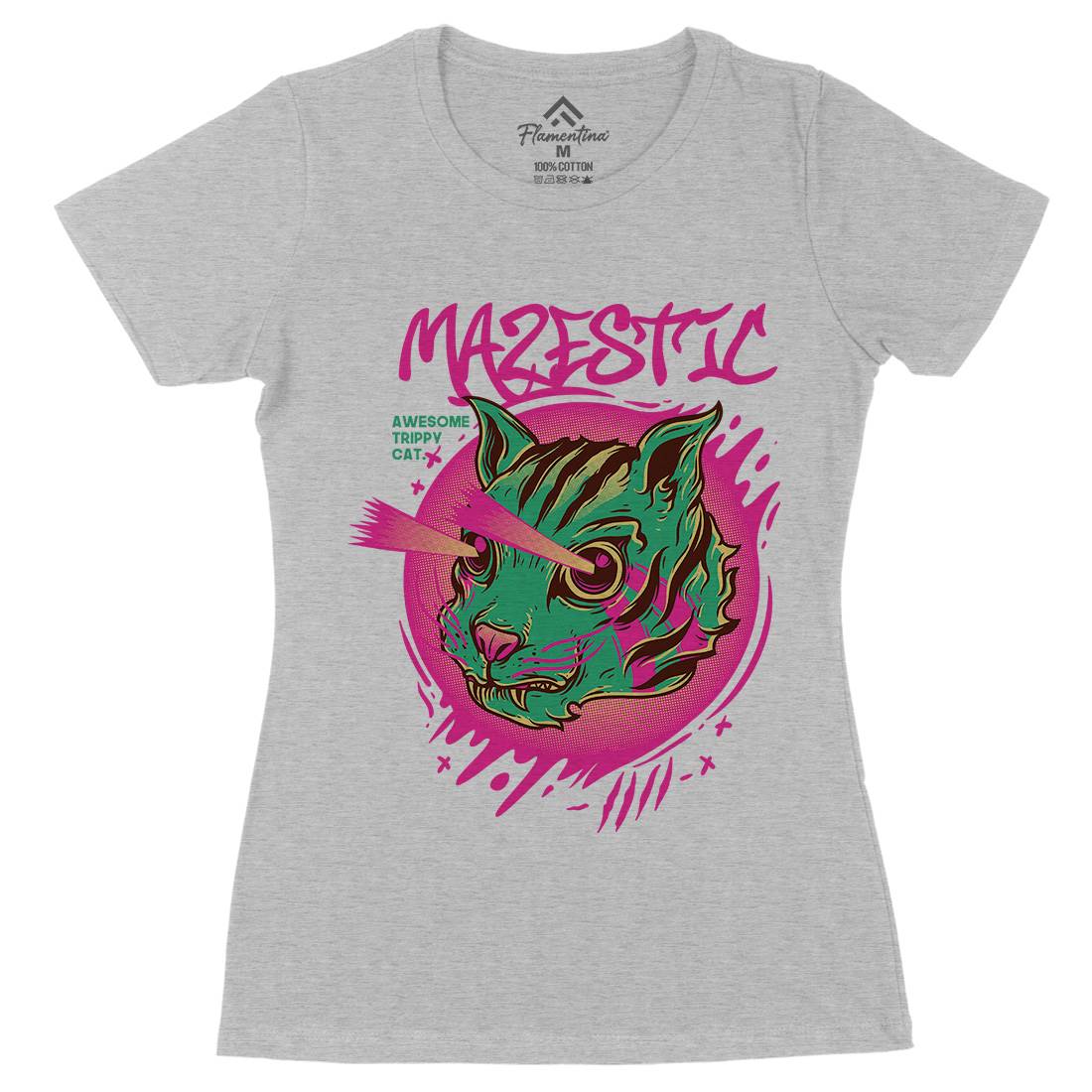 Majestic Cat Womens Organic Crew Neck T-Shirt Animals D649