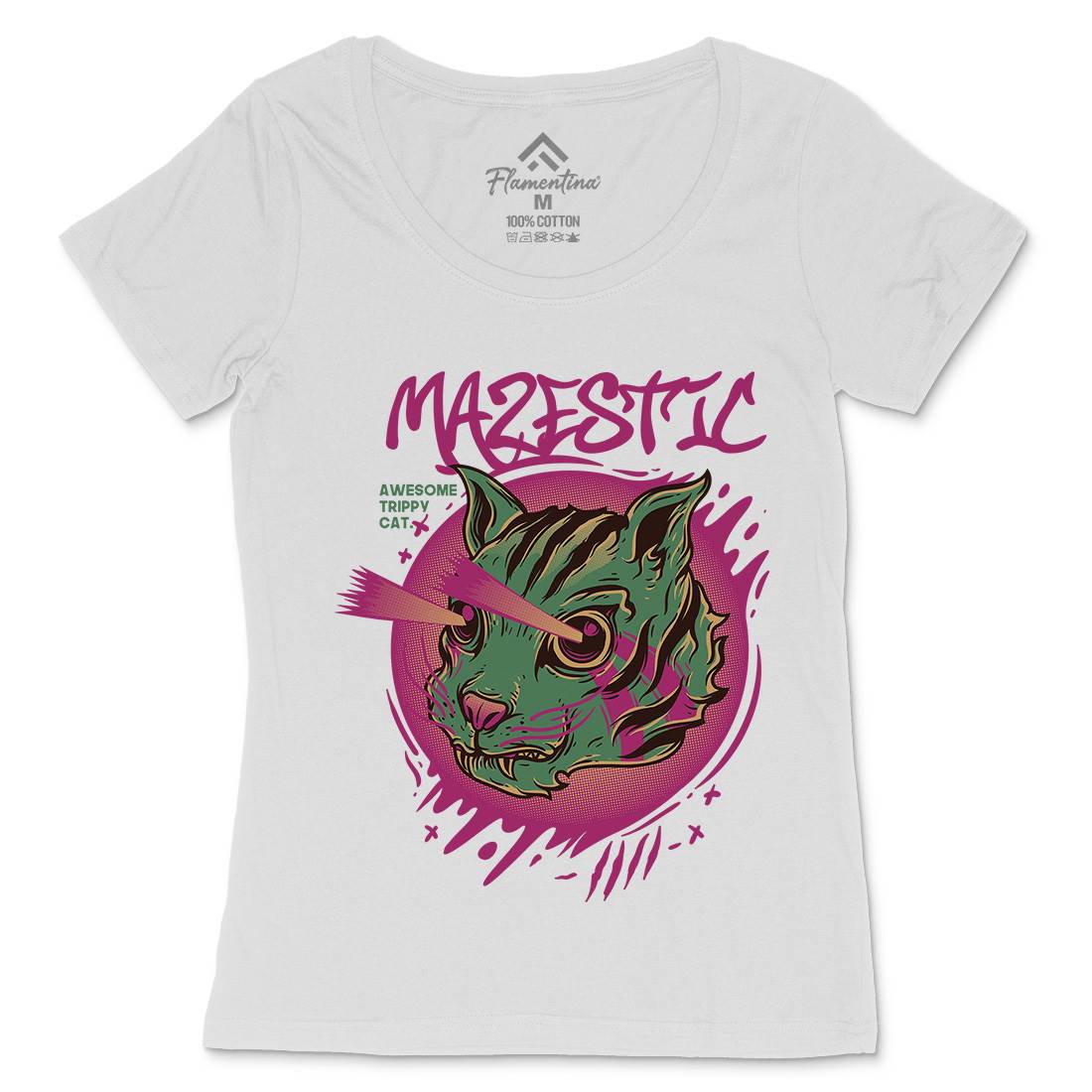 Majestic Cat Womens Scoop Neck T-Shirt Animals D649