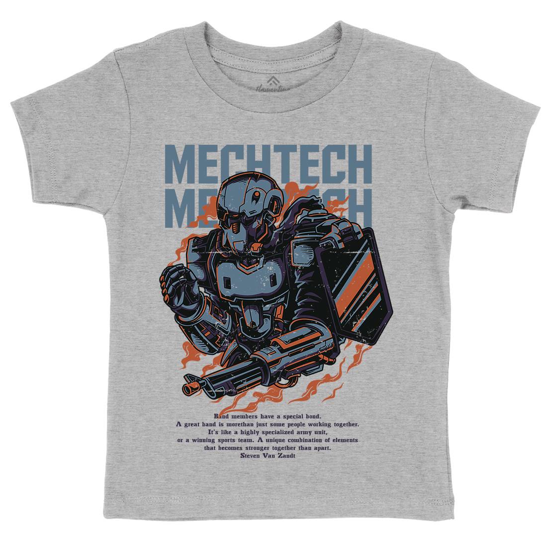 Mech Tech Kids Crew Neck T-Shirt Army D650