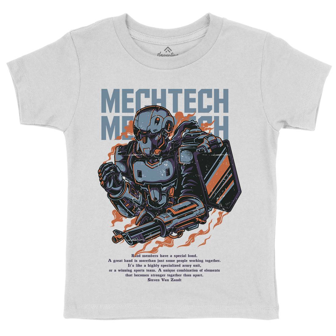 Mech Tech Kids Crew Neck T-Shirt Army D650
