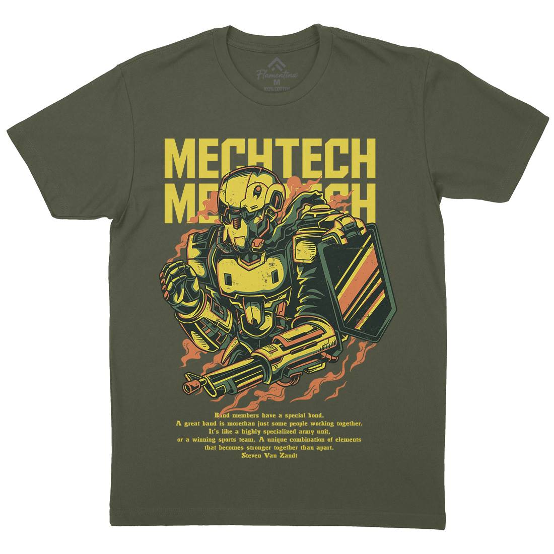 Mech Tech Mens Crew Neck T-Shirt Army D650