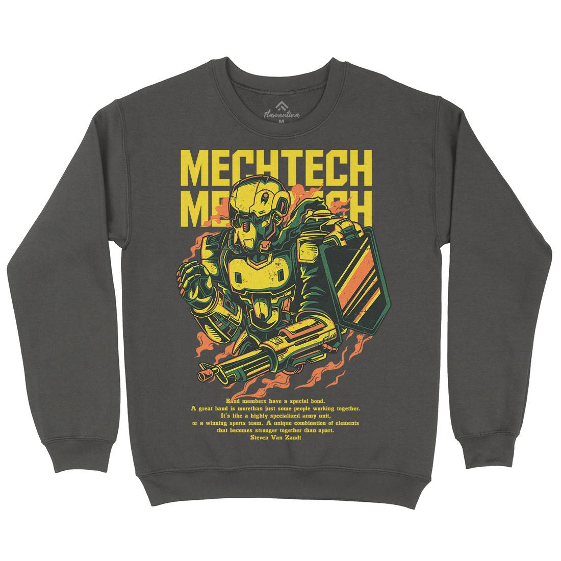 Mech Tech Mens Crew Neck Sweatshirt Army D650