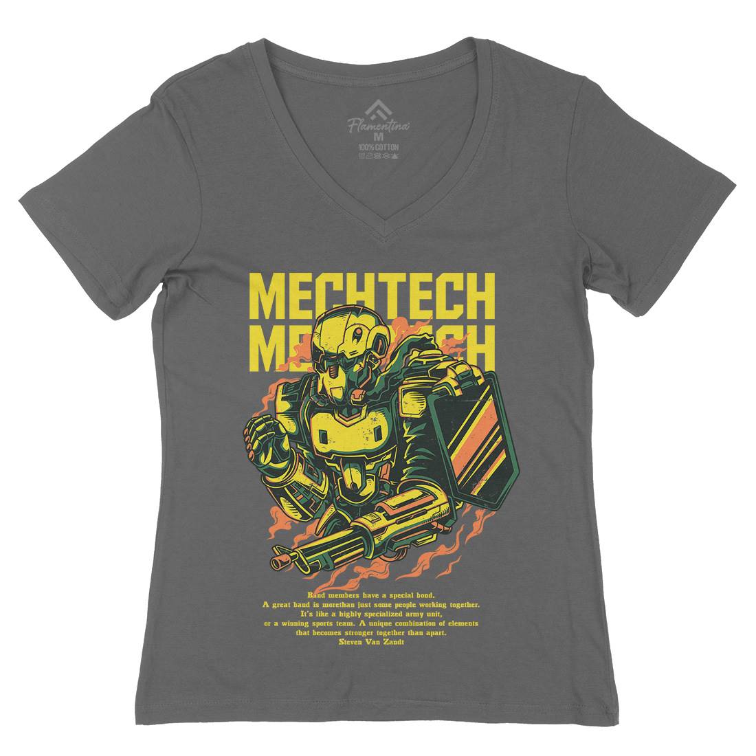 Mech Tech Womens Organic V-Neck T-Shirt Army D650