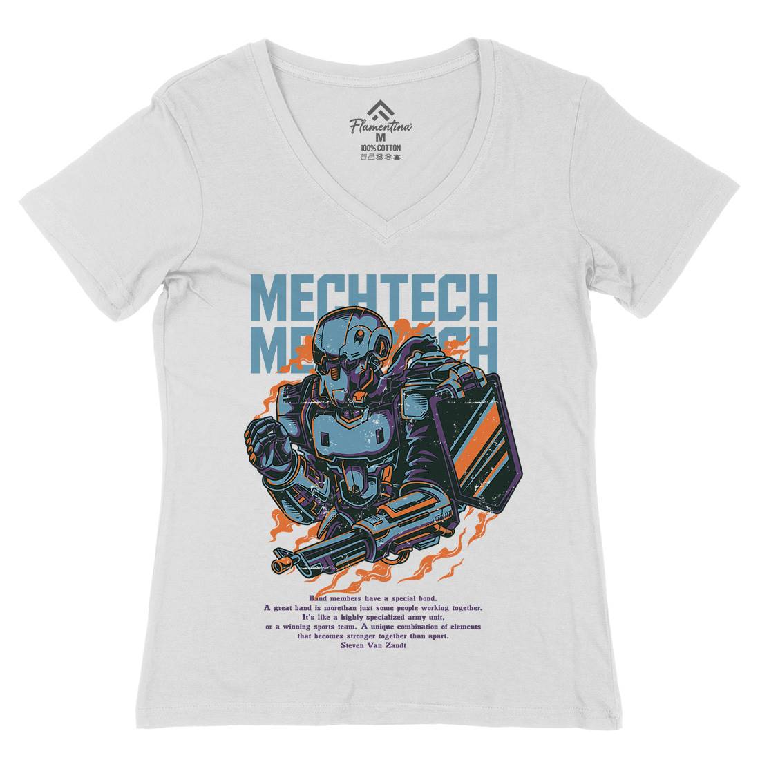 Mech Tech Womens Organic V-Neck T-Shirt Army D650