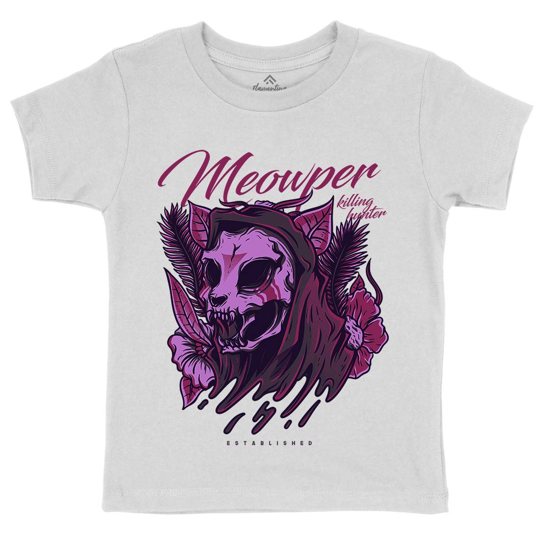 Meow Purr Kids Crew Neck T-Shirt Horror D651