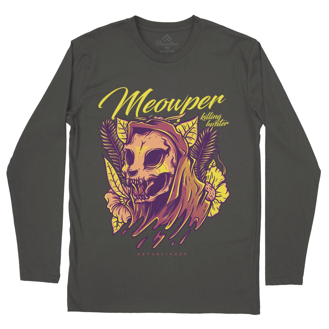 Meow Purr Mens Long Sleeve T-Shirt Horror D651