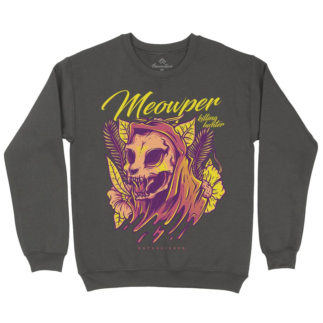 Meow Purr Mens Crew Neck Sweatshirt Horror D651