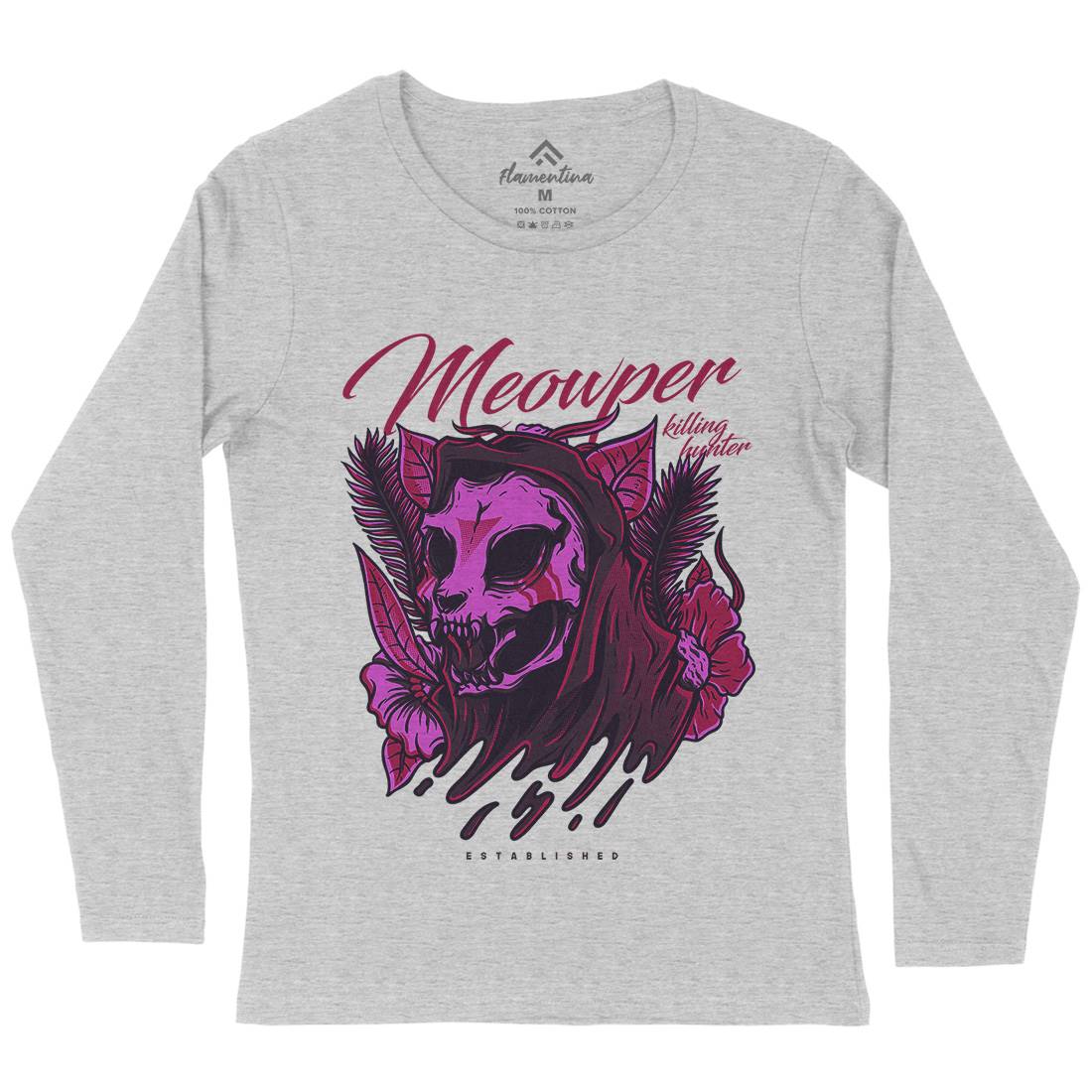 Meow Purr Womens Long Sleeve T-Shirt Horror D651