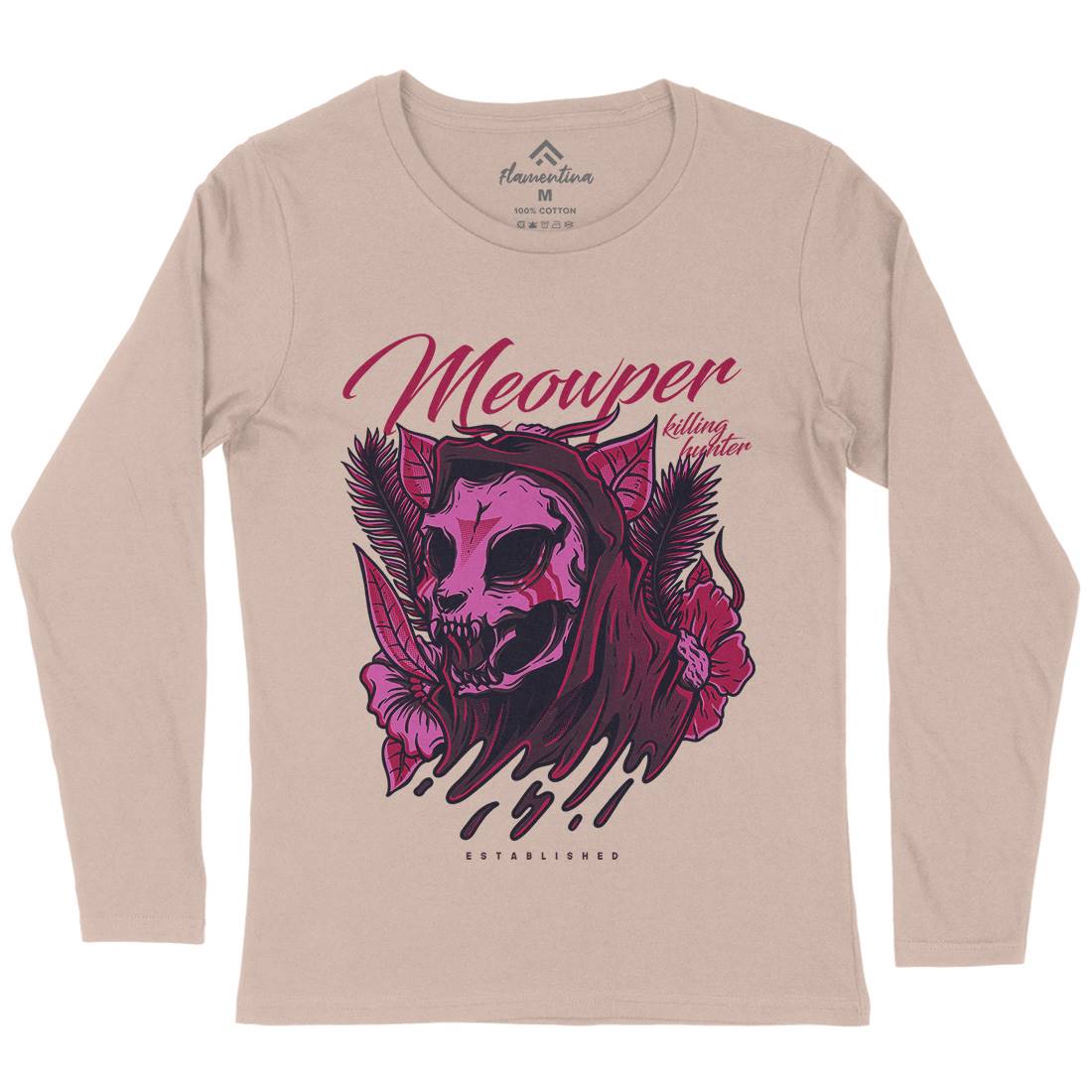 Meow Purr Womens Long Sleeve T-Shirt Horror D651