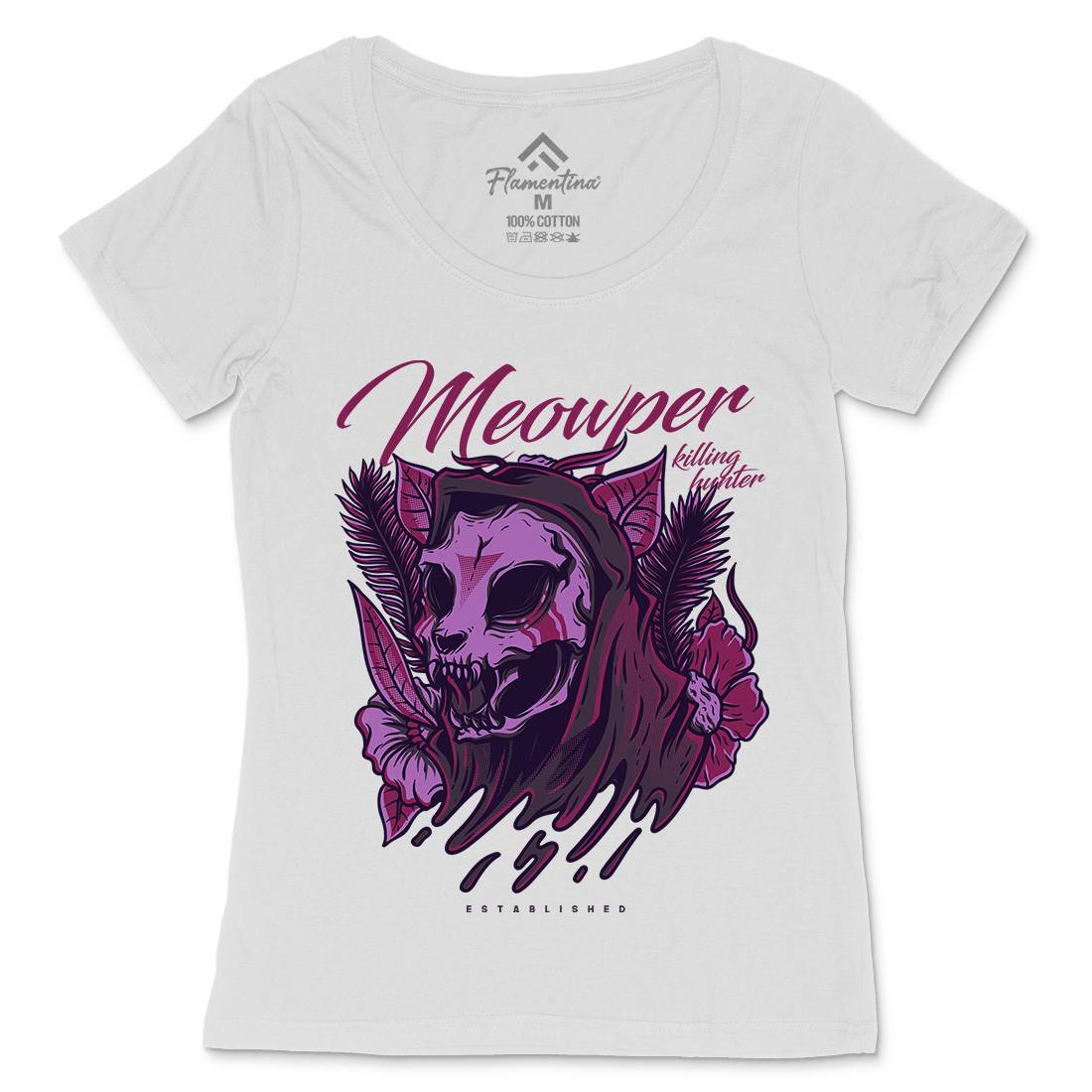 Meow Purr Womens Scoop Neck T-Shirt Horror D651
