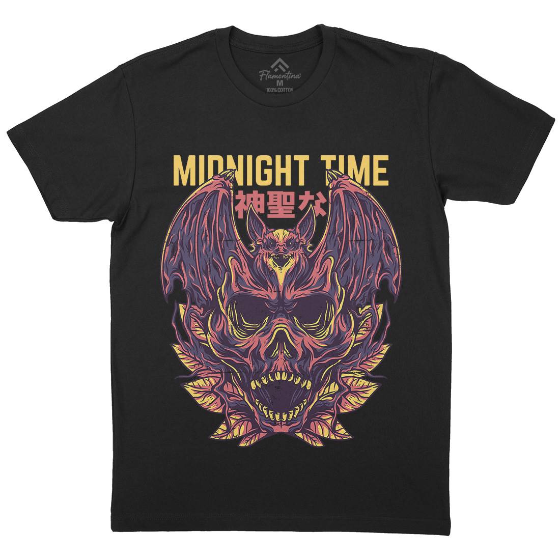 Midnight Time Mens Organic Crew Neck T-Shirt Horror D652