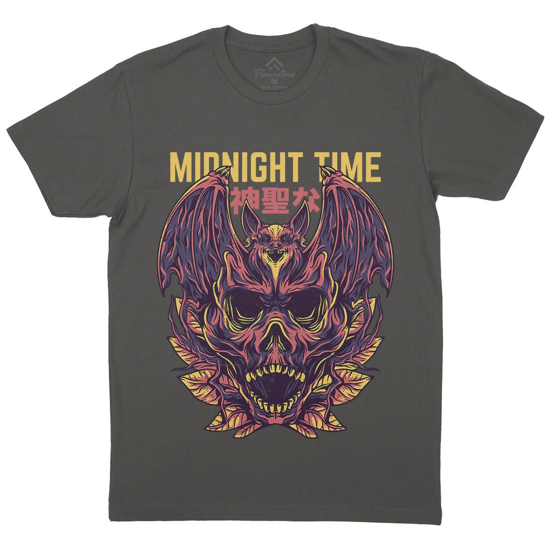 Midnight Time Mens Organic Crew Neck T-Shirt Horror D652