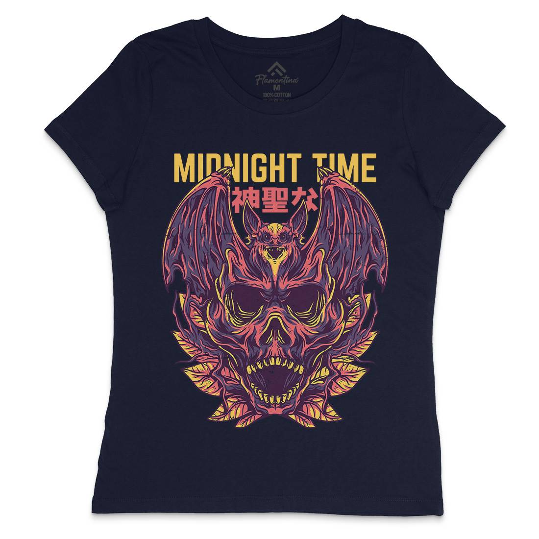 Midnight Time Womens Crew Neck T-Shirt Horror D652