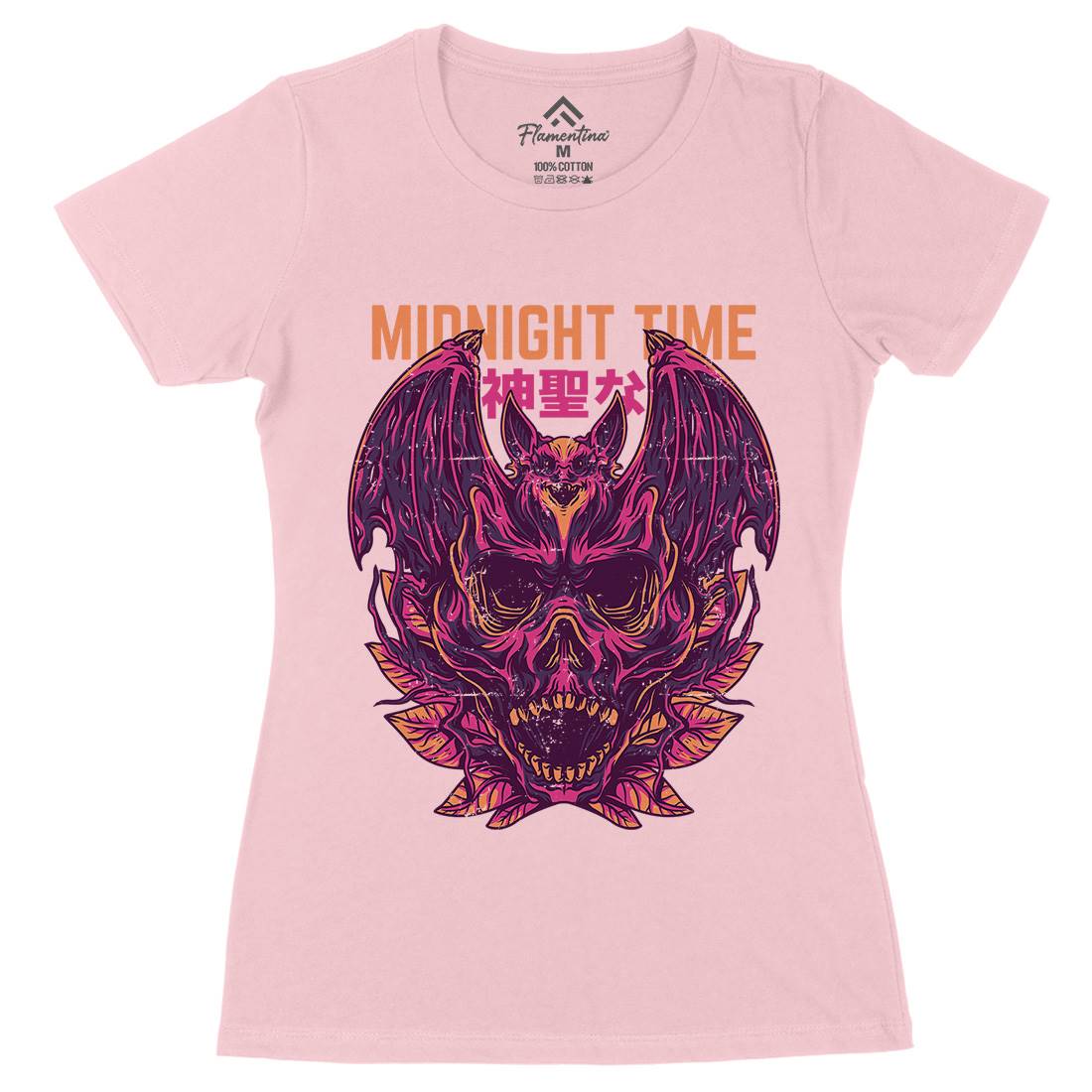 Midnight Time Womens Organic Crew Neck T-Shirt Horror D652