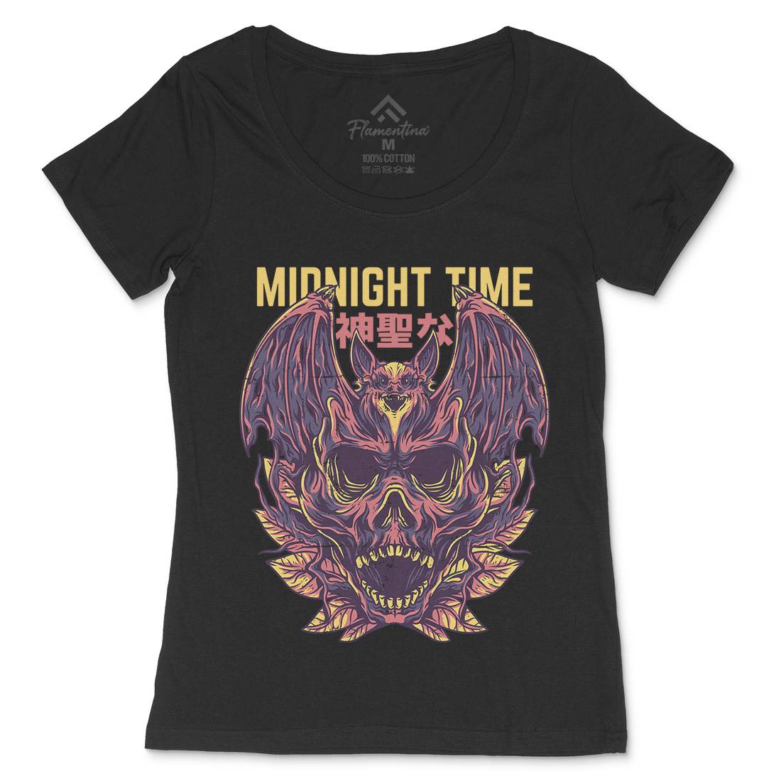 Midnight Time Womens Scoop Neck T-Shirt Horror D652