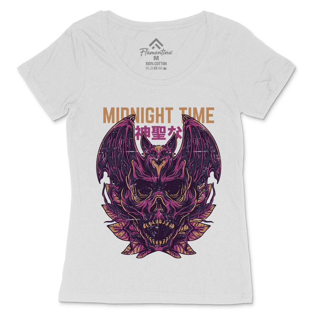 Midnight Time Womens Scoop Neck T-Shirt Horror D652