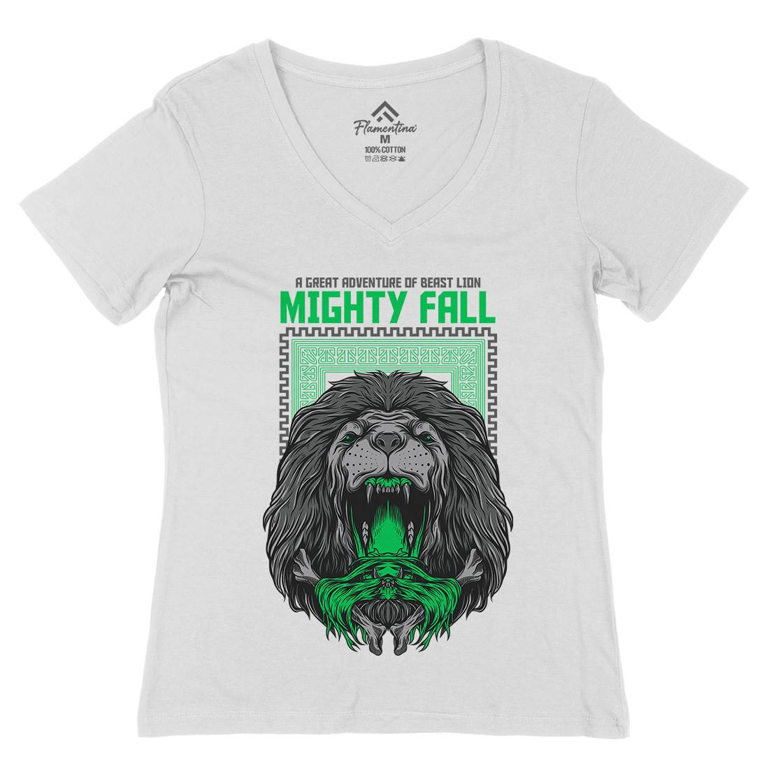Mighty Fall Womens Organic V-Neck T-Shirt Animals D653