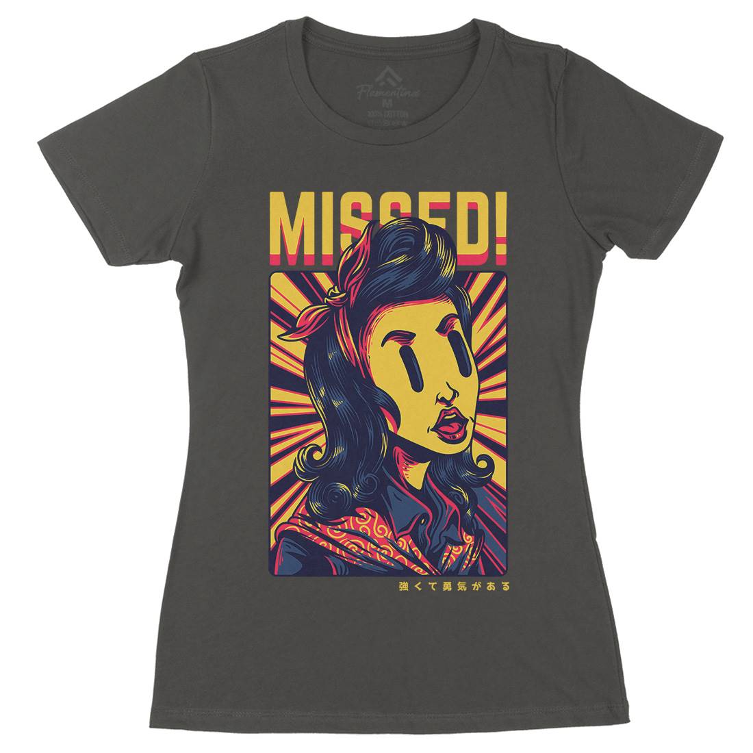 Missed Girl Womens Organic Crew Neck T-Shirt Retro D654