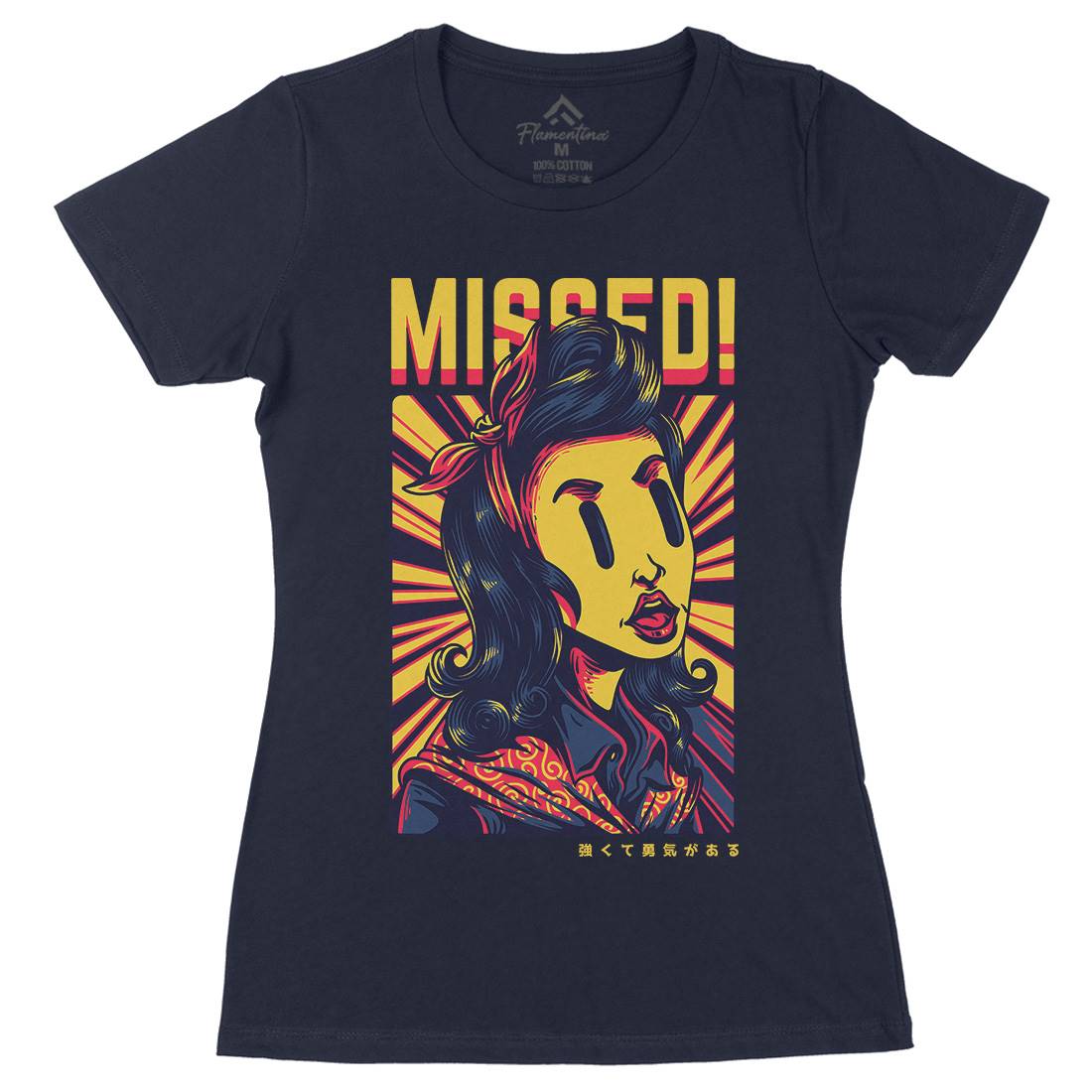 Missed Girl Womens Organic Crew Neck T-Shirt Retro D654