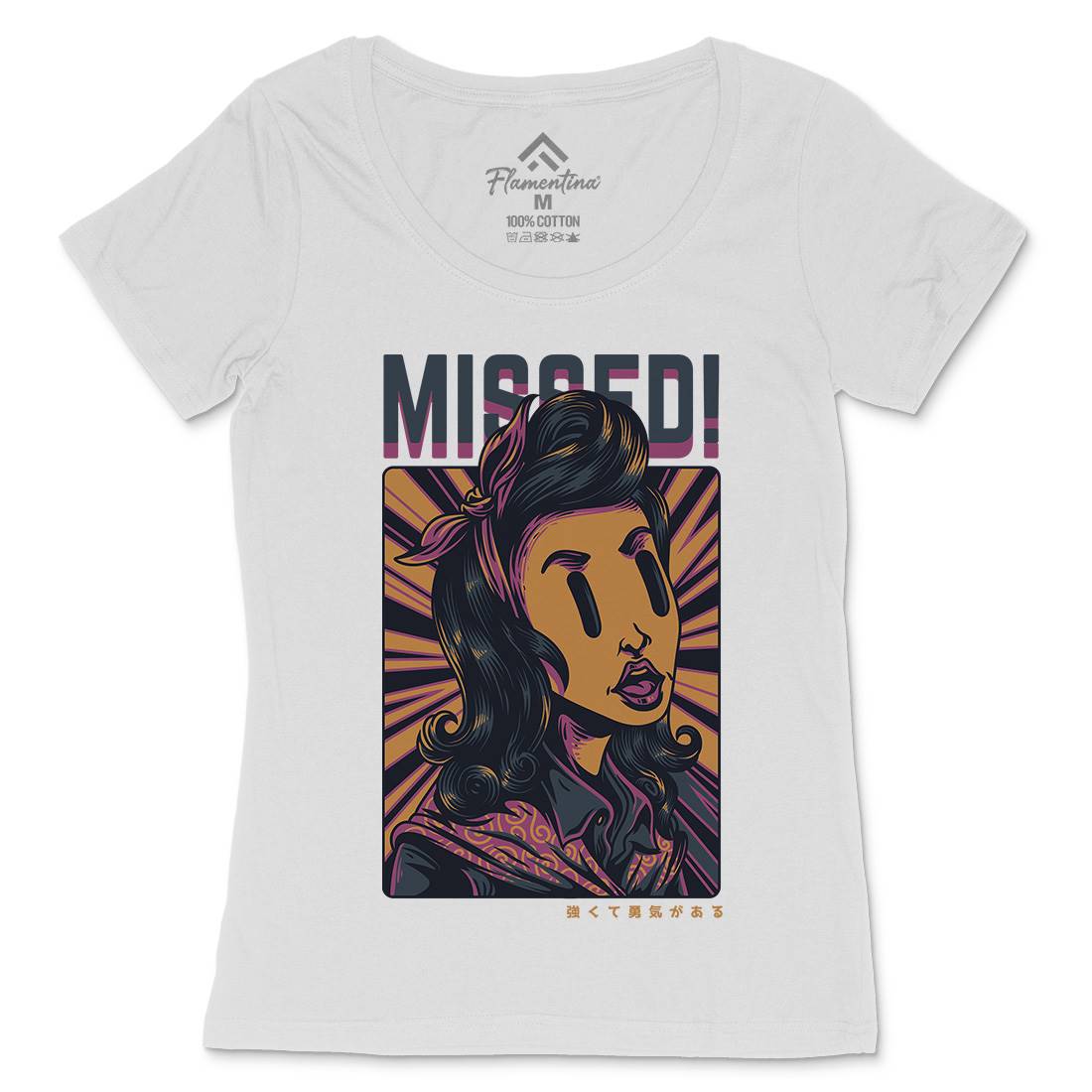 Missed Girl Womens Scoop Neck T-Shirt Retro D654