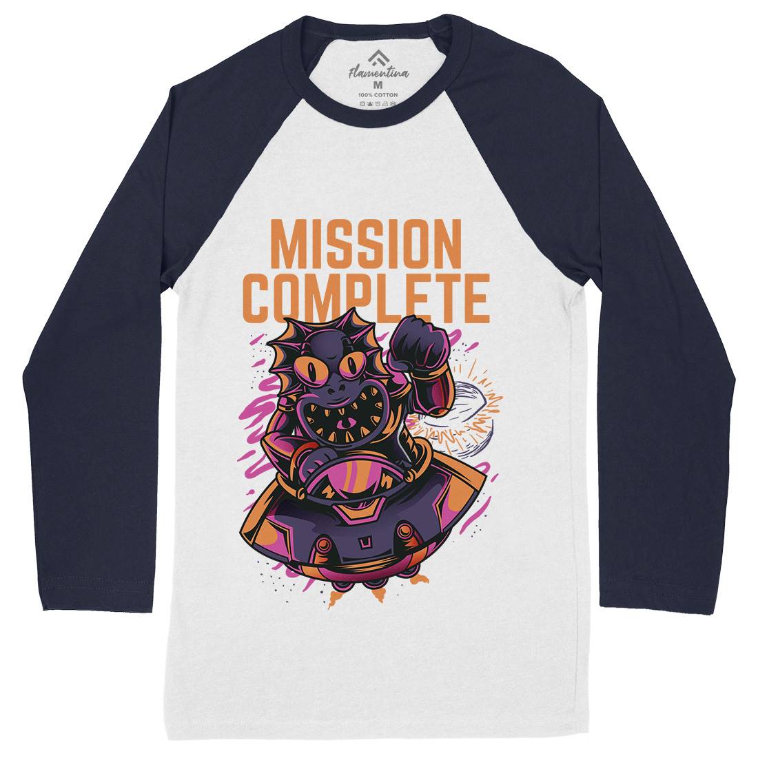 Mission Complete Mens Long Sleeve Baseball T-Shirt Space D655