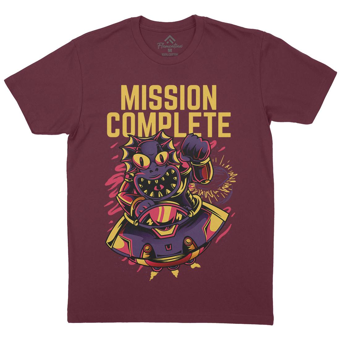 Mission Complete Mens Organic Crew Neck T-Shirt Space D655