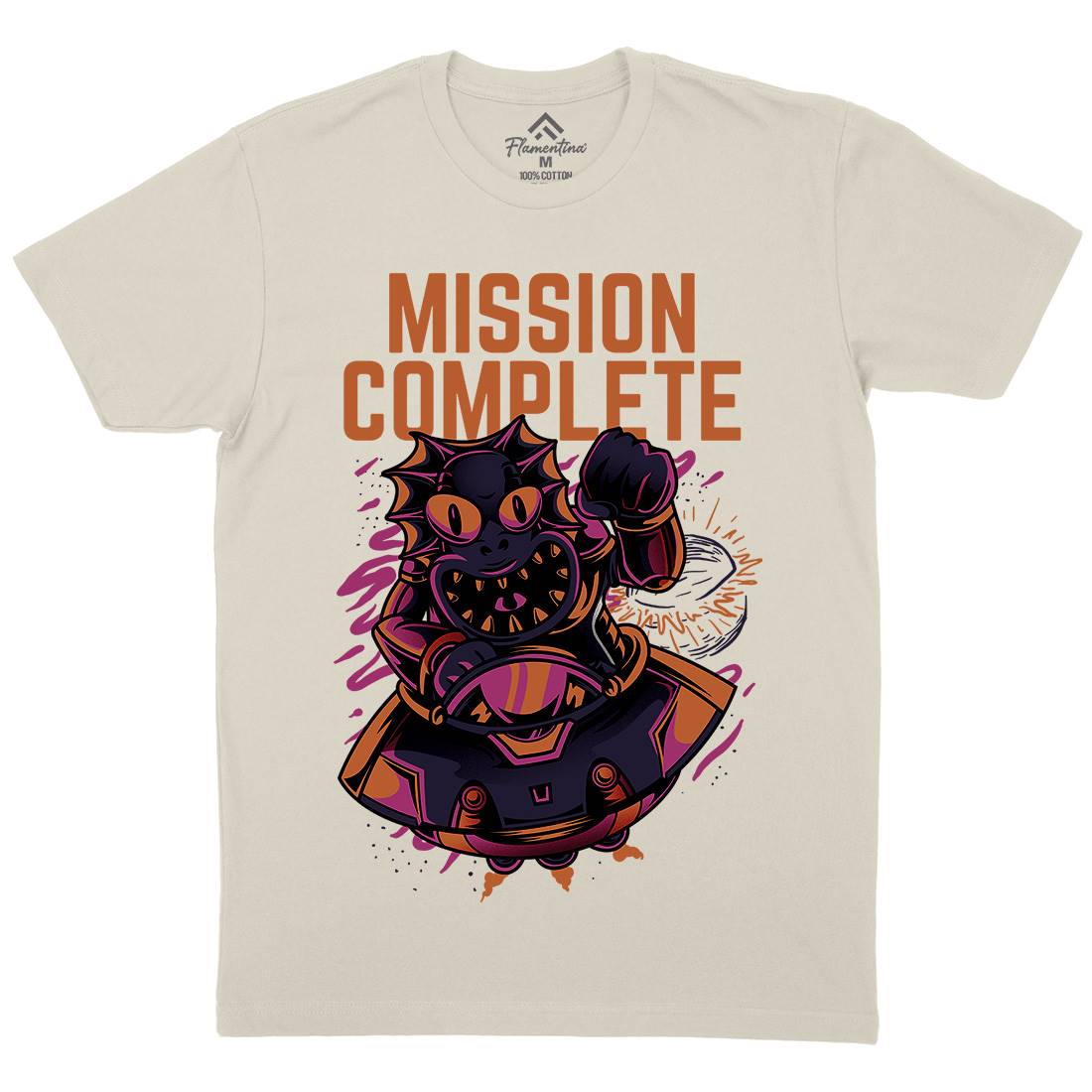 Mission Complete Mens Organic Crew Neck T-Shirt Space D655