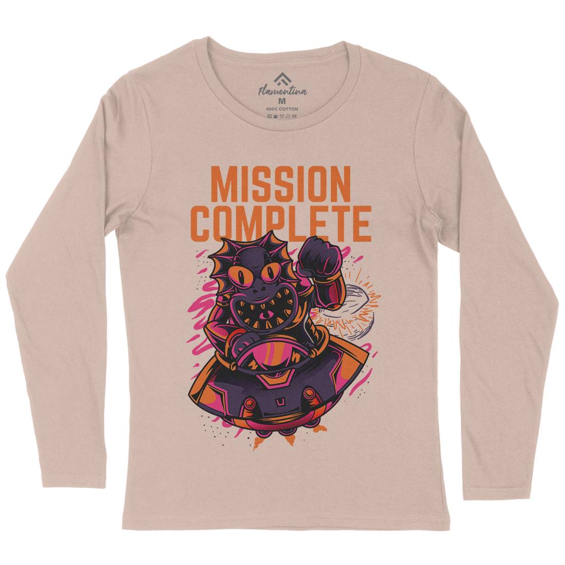 Mission Complete Womens Long Sleeve T-Shirt Space D655