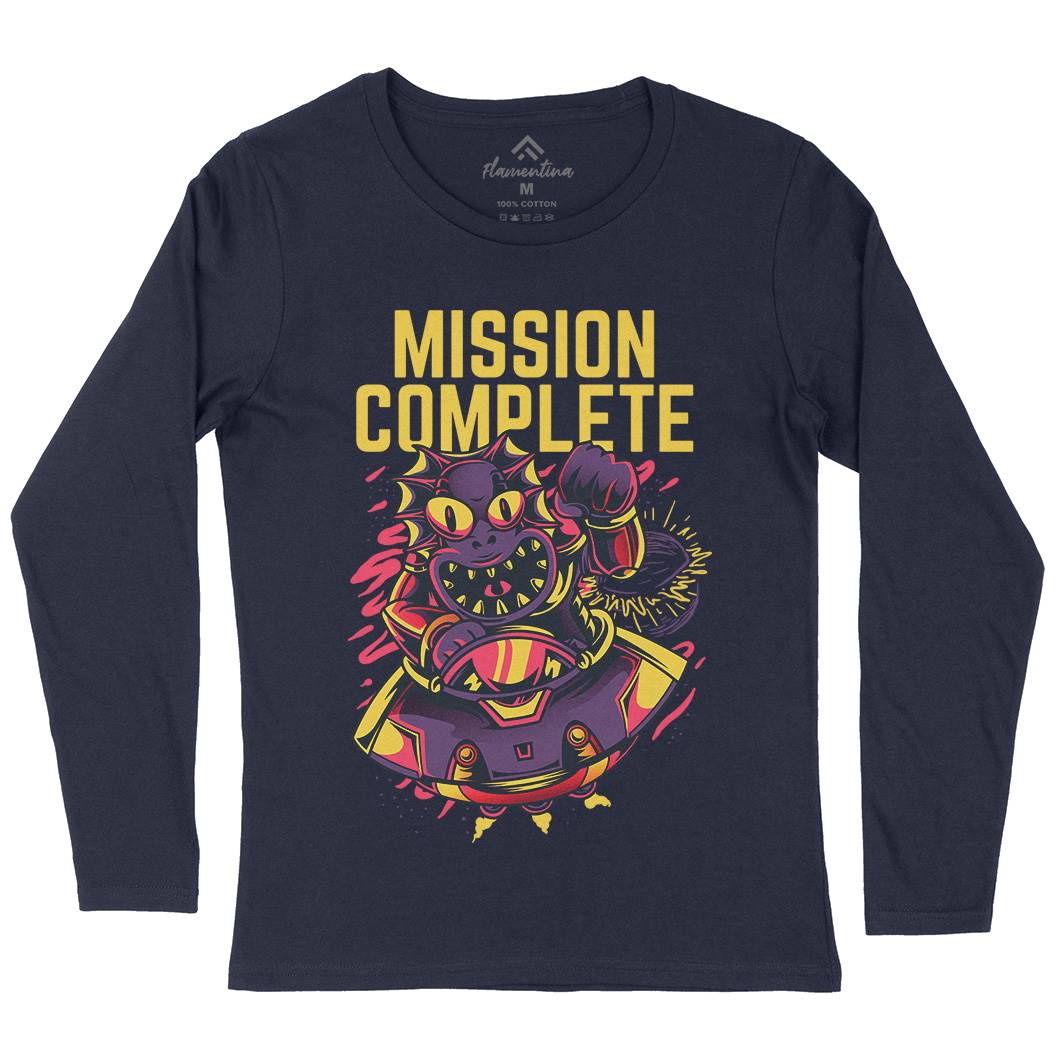 Mission Complete Womens Long Sleeve T-Shirt Space D655