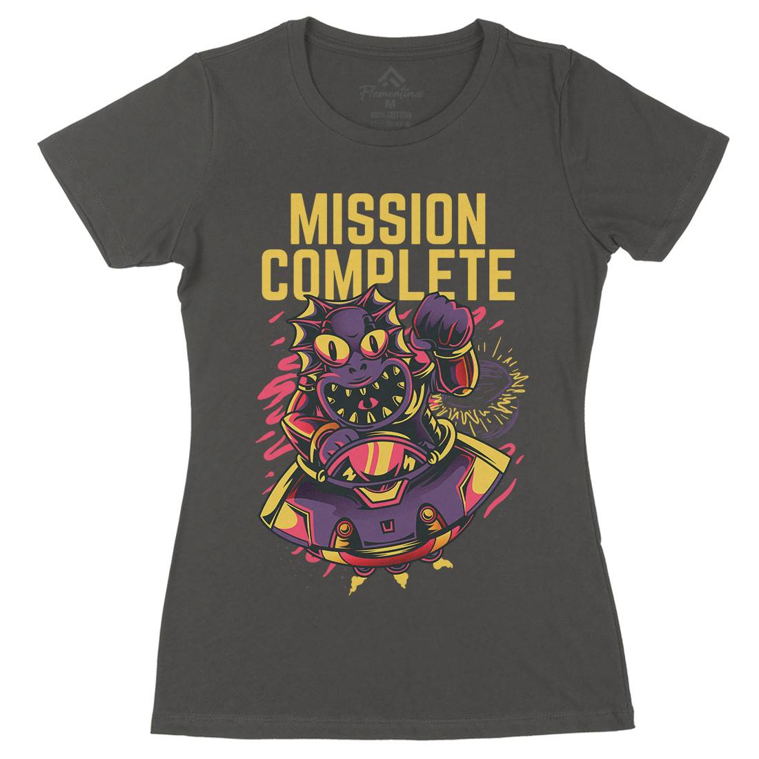 Mission Complete Womens Organic Crew Neck T-Shirt Space D655