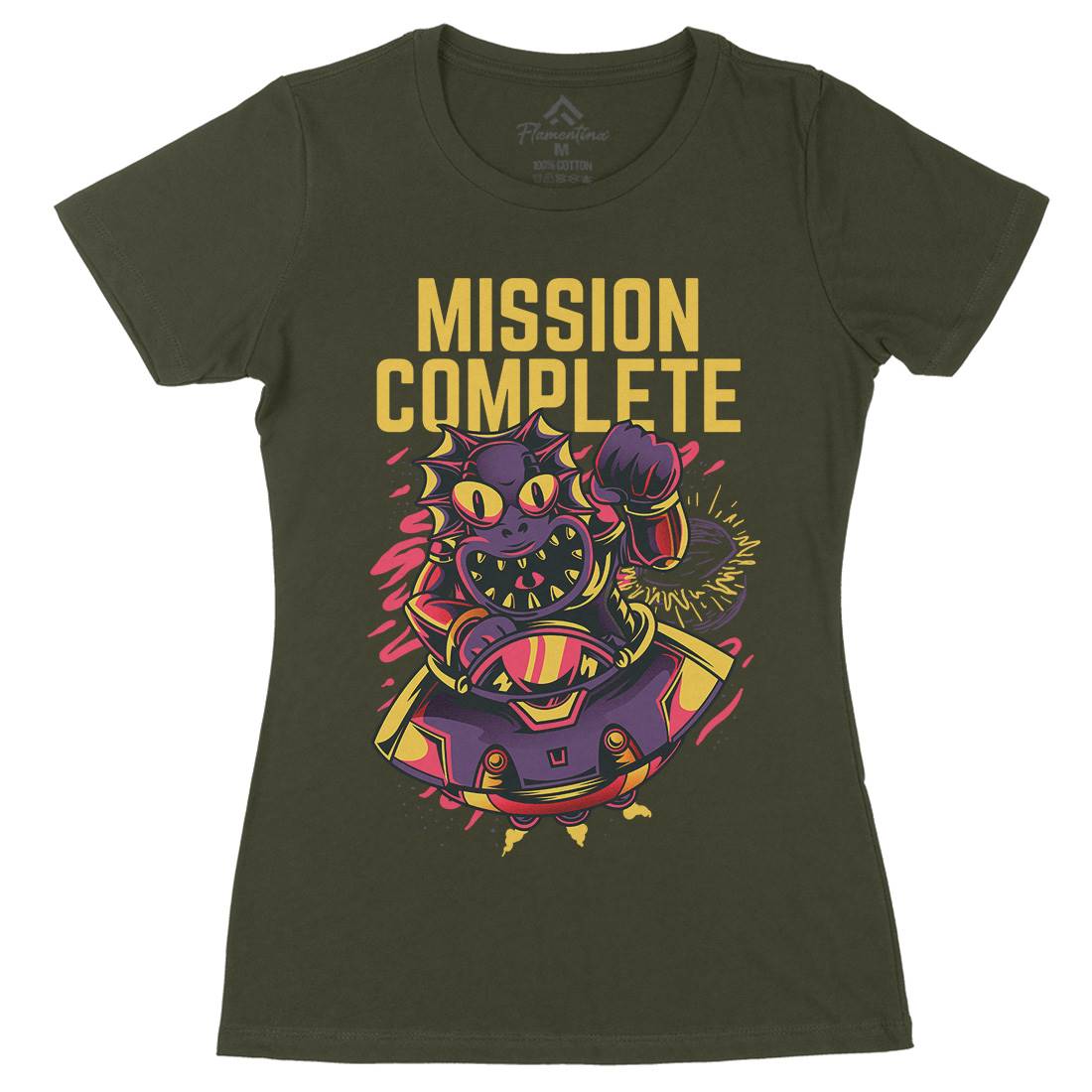 Mission Complete Womens Organic Crew Neck T-Shirt Space D655