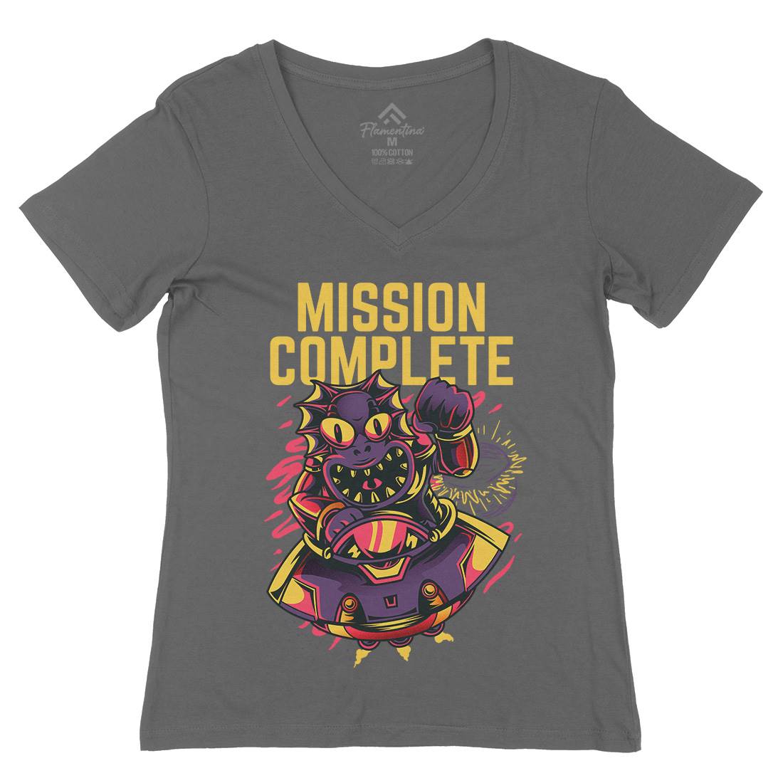 Mission Complete Womens Organic V-Neck T-Shirt Space D655