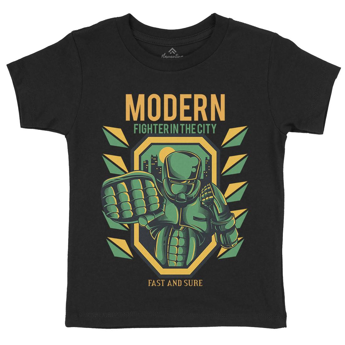 Modern Fighter Kids Organic Crew Neck T-Shirt Army D656